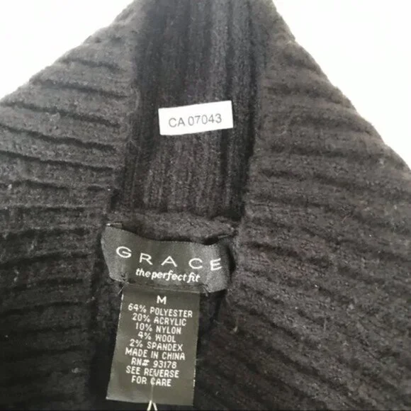 Grace NEW The Perfect Fit Oversized Wool Knit Mock Neck Side Slits Sweater Top M - Picture 7 of 14